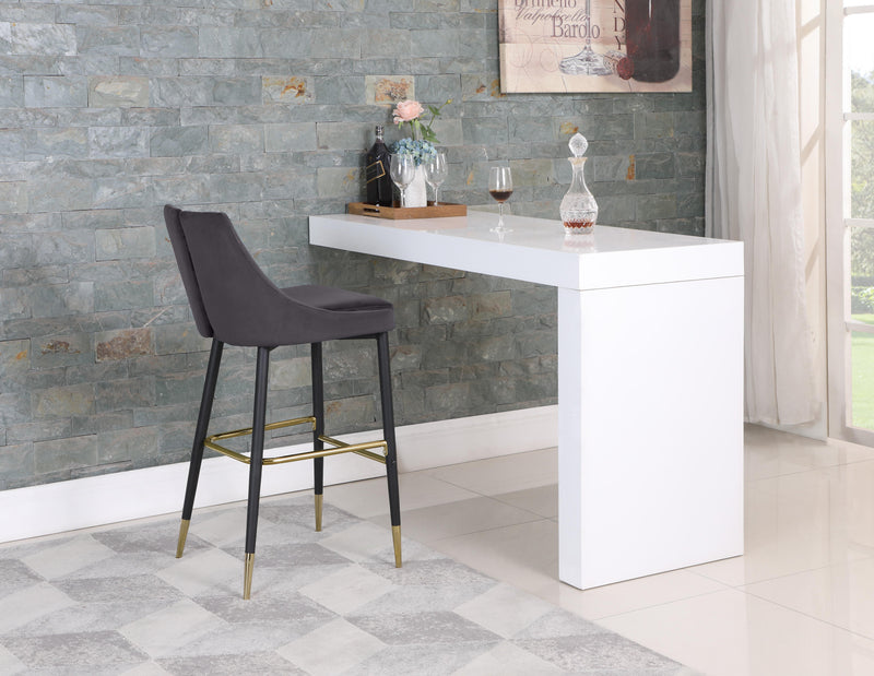 Sleek Grey Velvet Stool