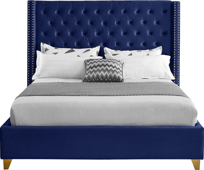 Barolo Navy Velvet King Bed