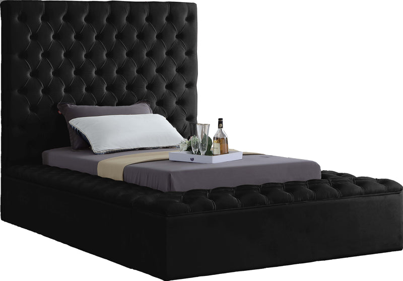 Bliss Black Velvet Twin Bed (3 Boxes) image