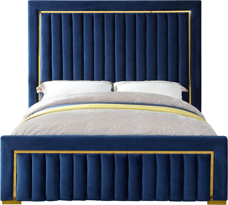 Dolce Navy Velvet King Bed (3 Boxes)