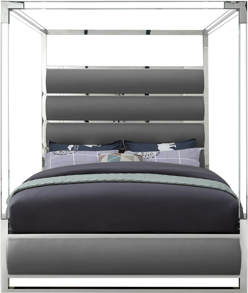 Encore Grey Faux Leather King Bed (4 Boxes)