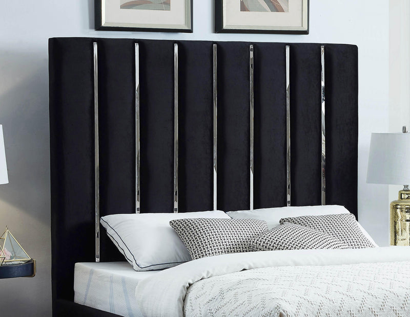 Enzo Black Velvet Queen Bed