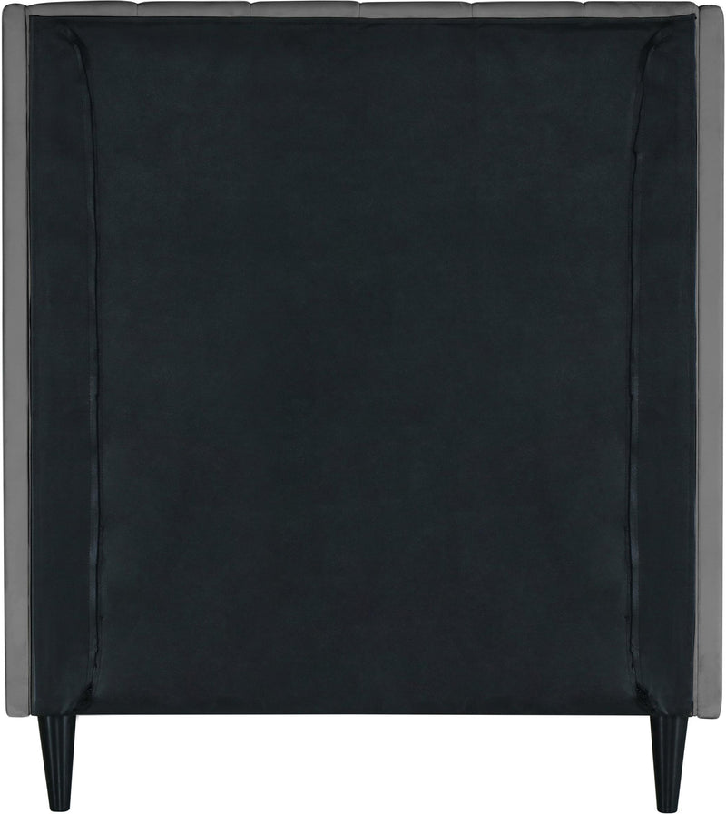 Eva Grey Velvet Twin Bed