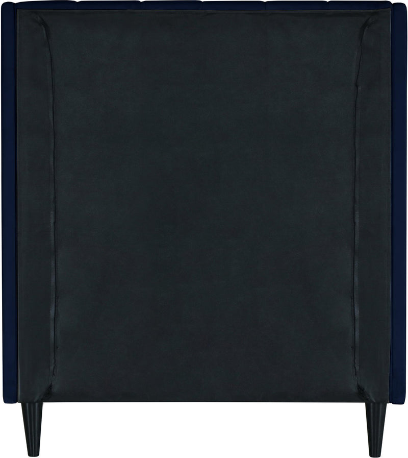 Eva Navy Velvet Twin Bed