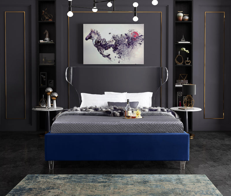 Ghost Navy Velvet Full Bed