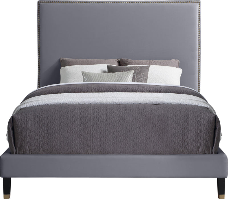 Harlie Grey Velvet Full Bed