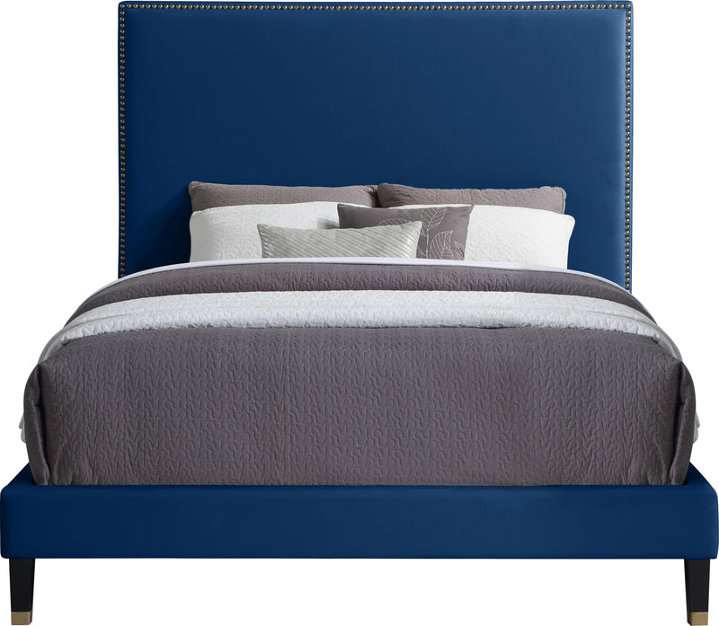 Harlie Navy Velvet Full Bed