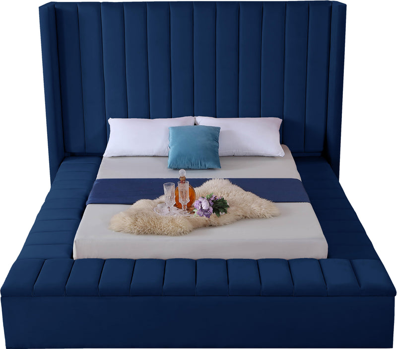 Kiki Navy Velvet Full Bed (3 Boxes)