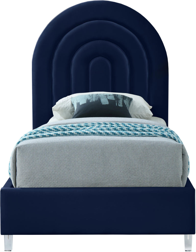 Rainbow Navy Velvet Twin Bed