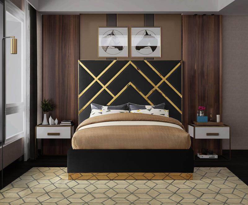 Vector Black Velvet Queen Bed