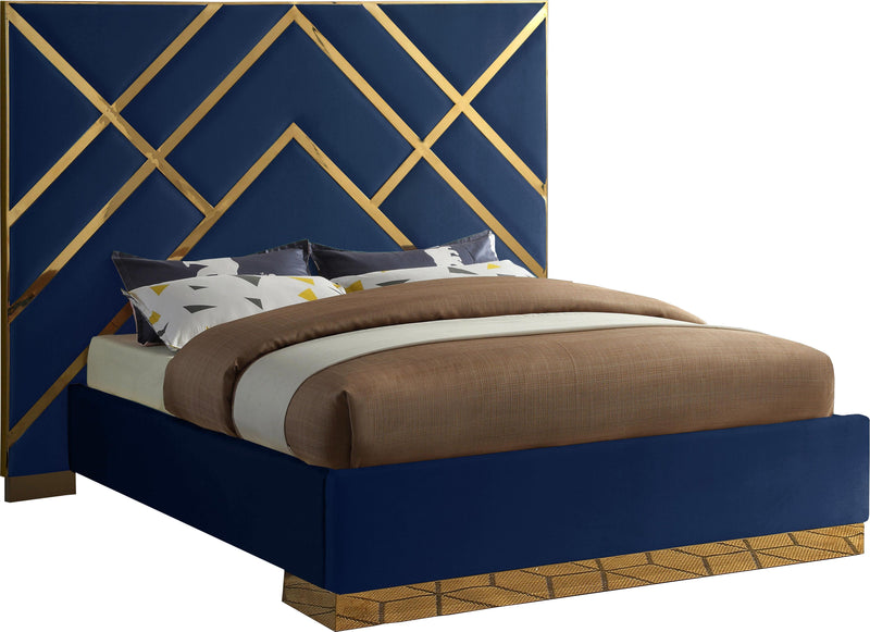 Vector Navy Velvet King Bed image