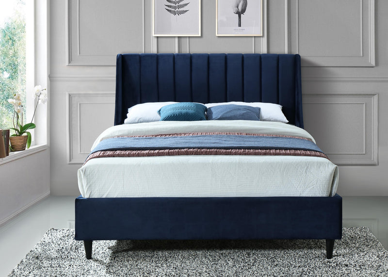 Eva Navy Velvet King Bed