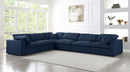Serene Navy Linen Fabric Deluxe Cloud Modular Sectional