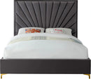 Eclipse Grey Velvet Queen Bed