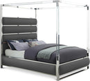 Encore Grey Faux Leather Queen Bed (4 Boxes)