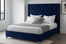 Aiden Navy Velvet Queen Bed
