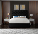 Cruz Black Velvet Queen Bed