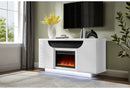 Aileen White 66" Ent Unit with LED, Speakers, Crystal and Pop-Up Doors
