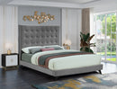 Elly Grey Velvet Queen Bed