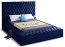 Bliss Navy Velvet Queen Bed (3 Boxes)
