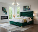 Savan Green Velvet Queen Bed