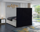 Taj White Velvet King Bed