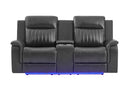 U8879 Blanche Charcoal Pwr Con Rec Ls W/LED, Global Ss & Subwoofer