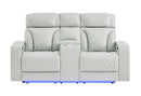 U8611 Blanche Pwr Con Rec Loveseat with PHR, LED and Speaker