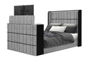 Isabella Grey Bed with LED, TV Lift, Speaker and Fireplace
