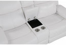 U6026 Blanche White Rec Sofa/Console Rec Loveseat with LED and Speaker