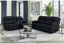 U6026 Black Pu 72A Rec Sofa/Console Rec Loveseat with LED and Speaker