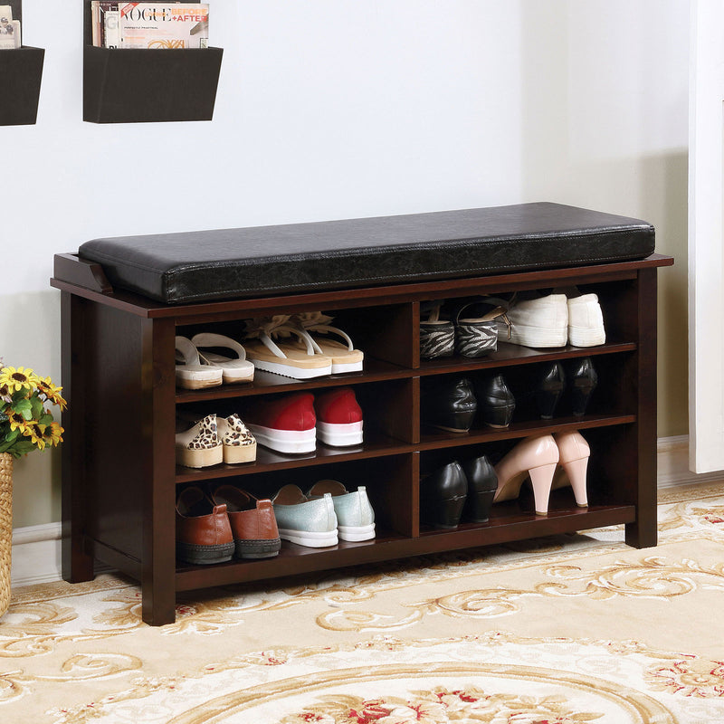 TARA Brown Cherry Shoe Rack Bench - Star USA Furniture Inc