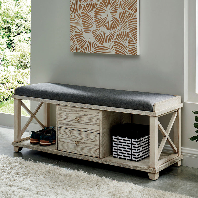 Gracelyn Weather Oak Shoe Bench - Star USA Furniture Inc