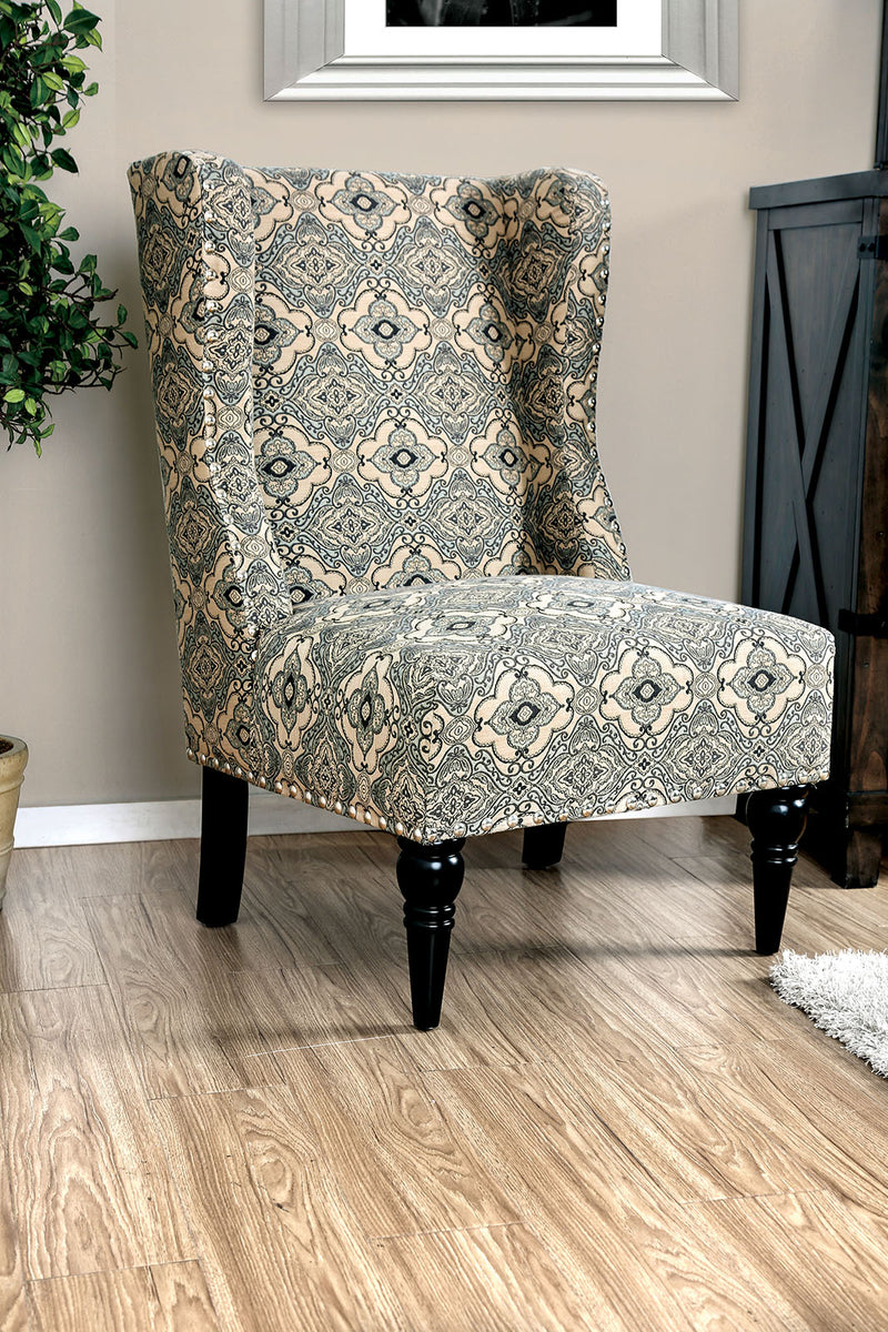 Elche Gray/Tan Pattern Accent Chair