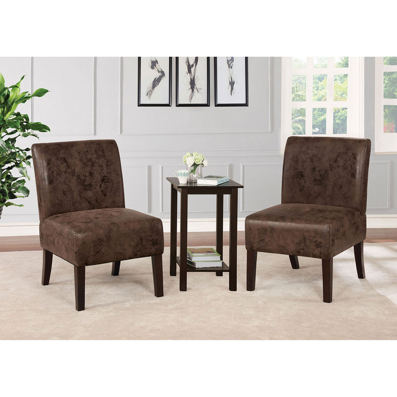 Elias Brown Accent Table + 2 Chairs
