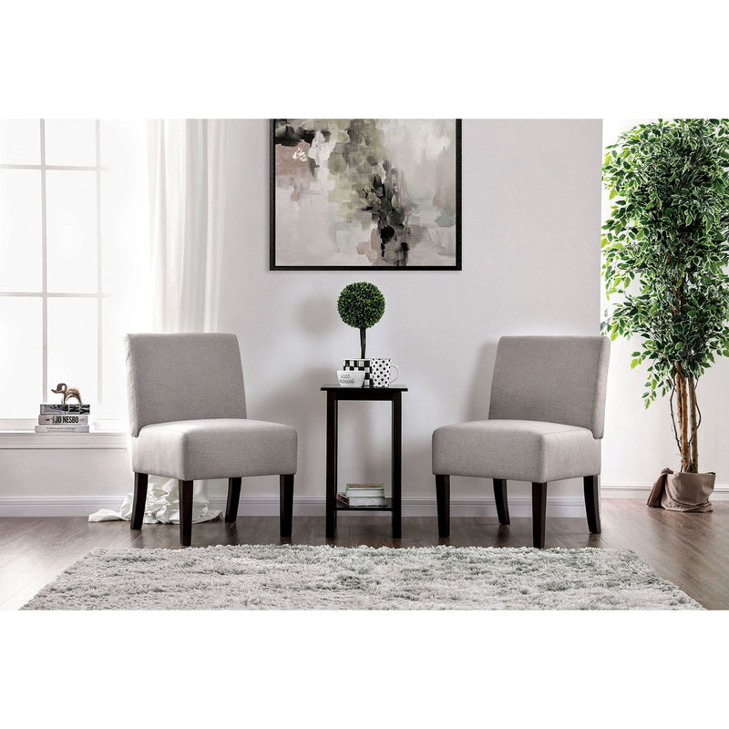 Elias Light Gray Accent Table + 2 Chairs