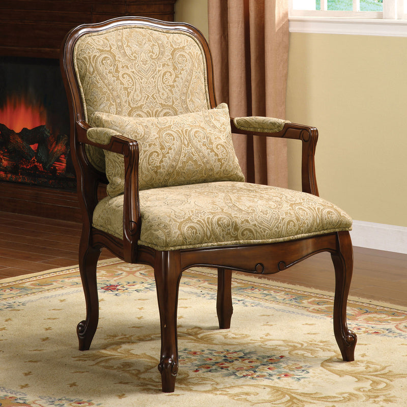 Waterville Beige/Dark Cherry Accent Chair - Star USA Furniture Inc