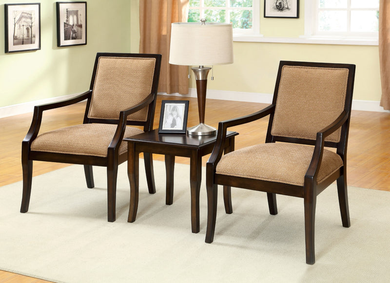 Boudry Espresso/Tan Accent Table + 2 Chairs