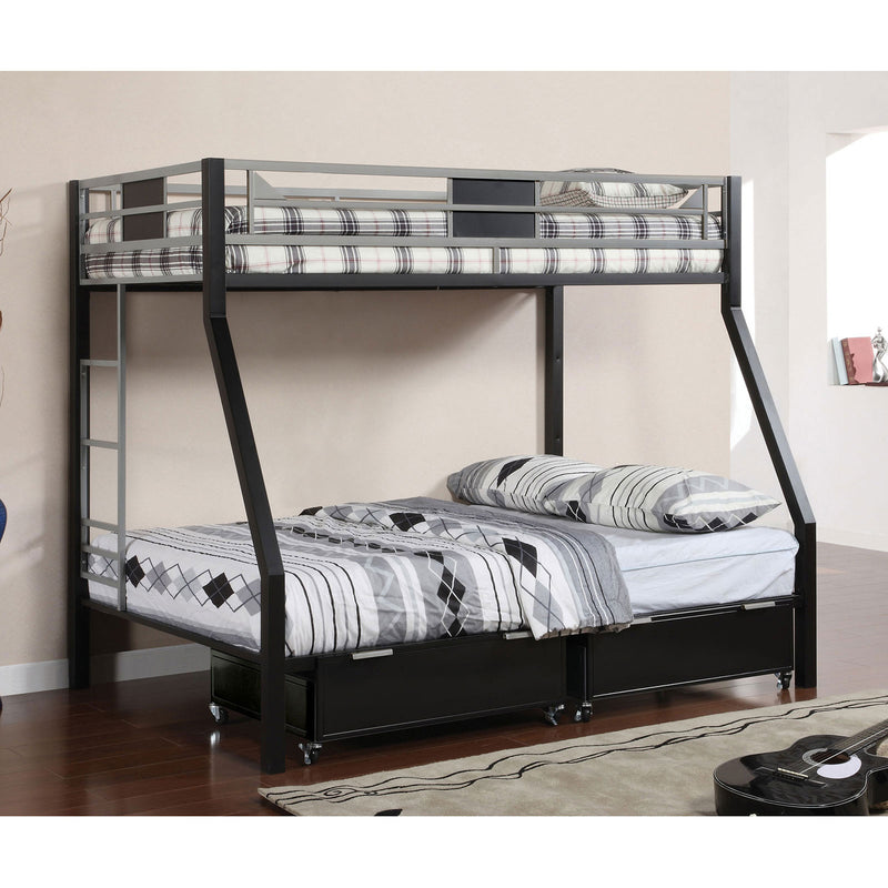 Clifton Silver/Gun Metal Twin/Full Bunk Bed
