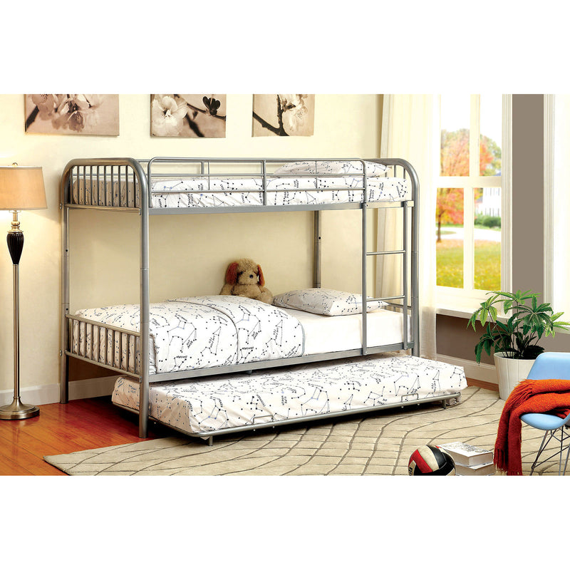 RAINBOW Silver Metal Twin/Twin Bunk Bed - Star USA Furniture Inc