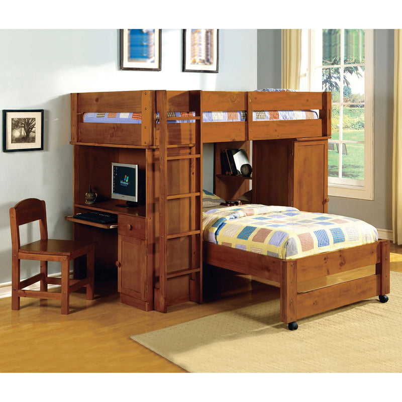 Harford Oak All-In-One Twin/Twin Loft Bed