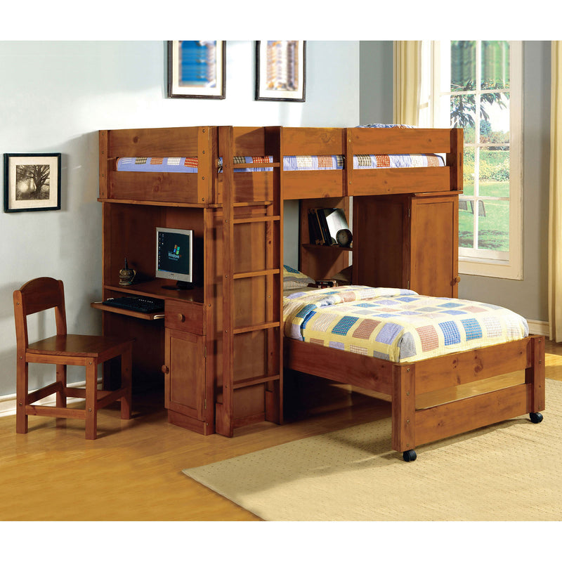 Harford Oak All-In-One Twin/Twin Loft Bed - Star USA Furniture Inc