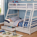 California III Wire-Brushed White Twin/Full Bunk Bed w/ 2 Drawers - Star USA Furniture Inc