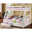 California III White Twin/Full Bunk Bed w/ 2 Drawers - Star USA Furniture Inc