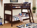 Marci Wire-Brushed Dark Walnut Twin/Twin Bunk Bed - Star USA Furniture Inc