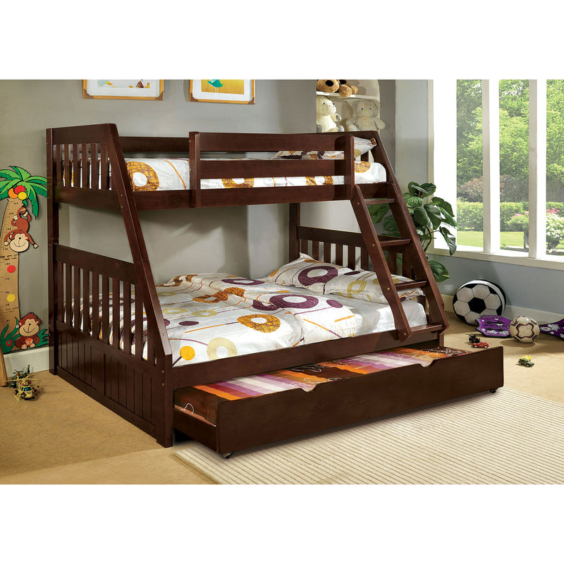 Canberra Dark Walnut Twin/Full Bunk Bed - Star USA Furniture Inc