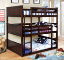 Therese Dark Walnut Full Triple Decker Bed - Star USA Furniture Inc