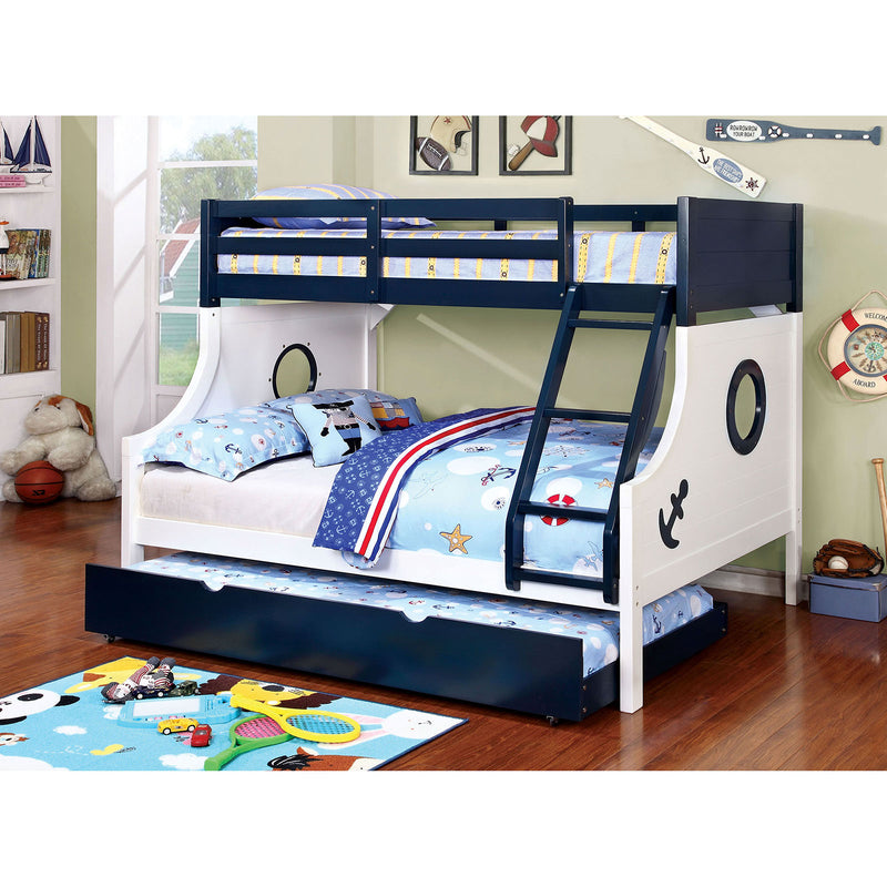 NAUTIA Blue/White Twin/Full Bunk Bed - Star USA Furniture Inc