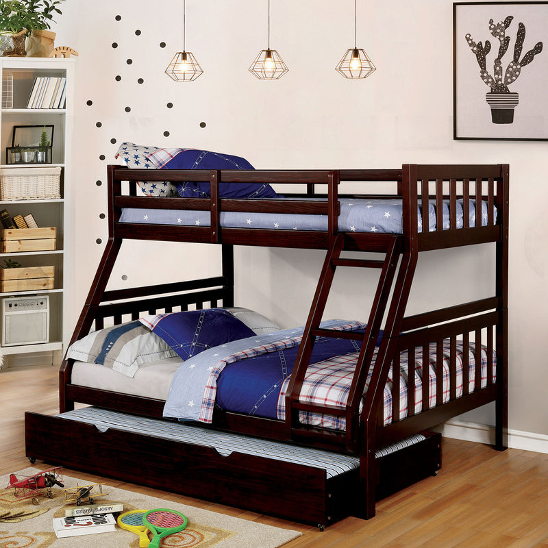 Emilie Dark Walnut Twin/ Full Bunk Bed - Star USA Furniture Inc