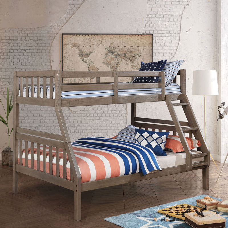 Emilie Wire-Brushed Warm Gray Twin/ Full Bunk Bed - Star USA Furniture Inc